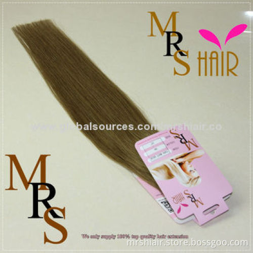 22-inch dark brown silk straight seamless tape weft hair extension